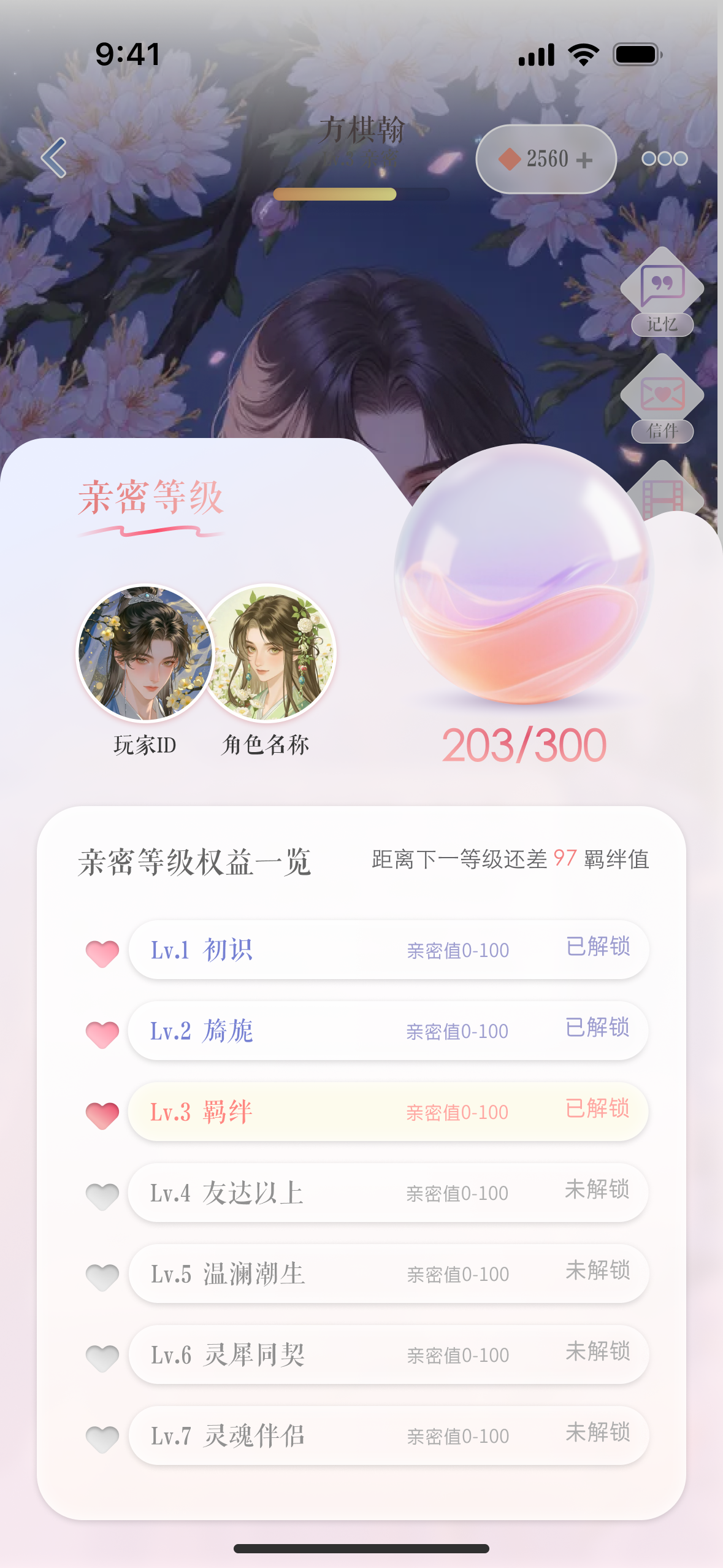 聊天详情页亲密度